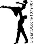Clipart Silhouetted Male Dancer Lifting Up His Partner Royalty Free