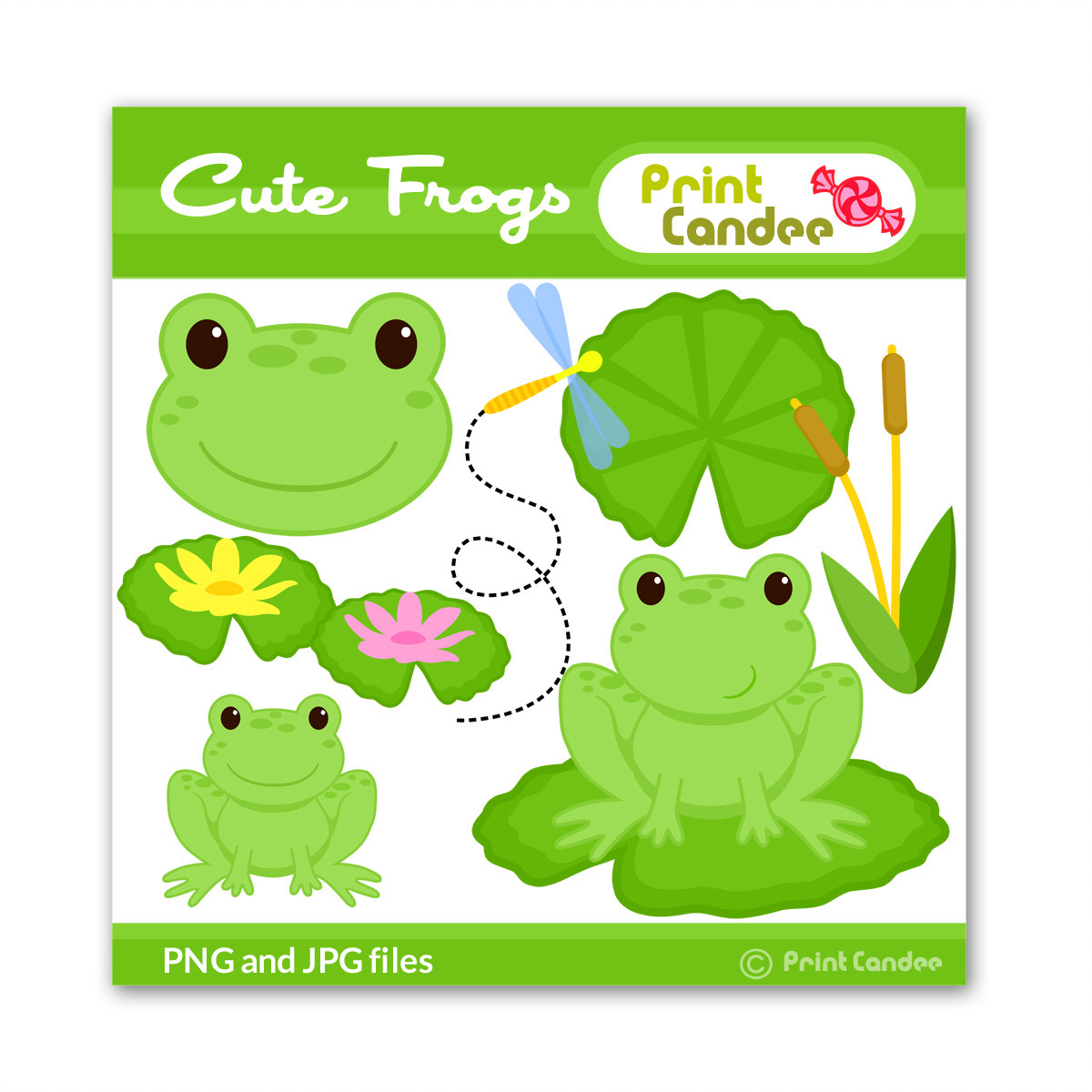 Cute Frogs Digital Clip Art Personal And By Printcandee On Etsy