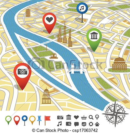 Eps Vector Of Abstract City Map With Places Of Interest Csp17063742
