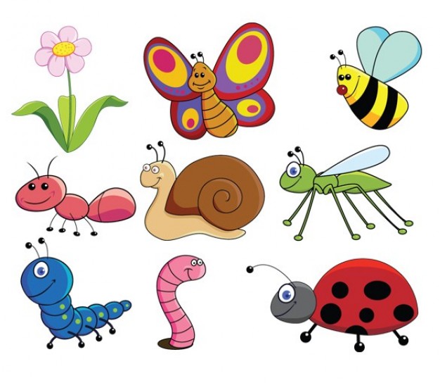 Icons Vector   Free Cute Cartoon Insects Icons Graphics Set  Ai Vector