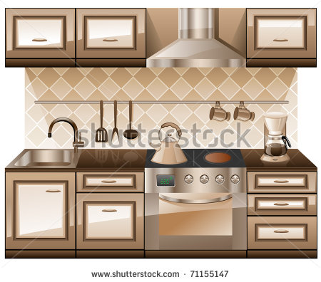 Kitchen Furniture Isolated On White Background 