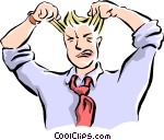 Man Pulling His Hair Out Vector Clip Art