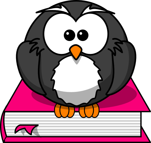 Owl Book Clip Art Charcoral Owl On Pink Book Hi Png