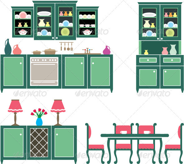 Set Of Kitchen Furniture   Man Made Objects Objects