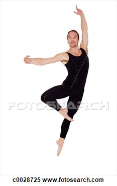 Stock Image Of A Male Ballet Dancer Leaps High In The Air In A Passe