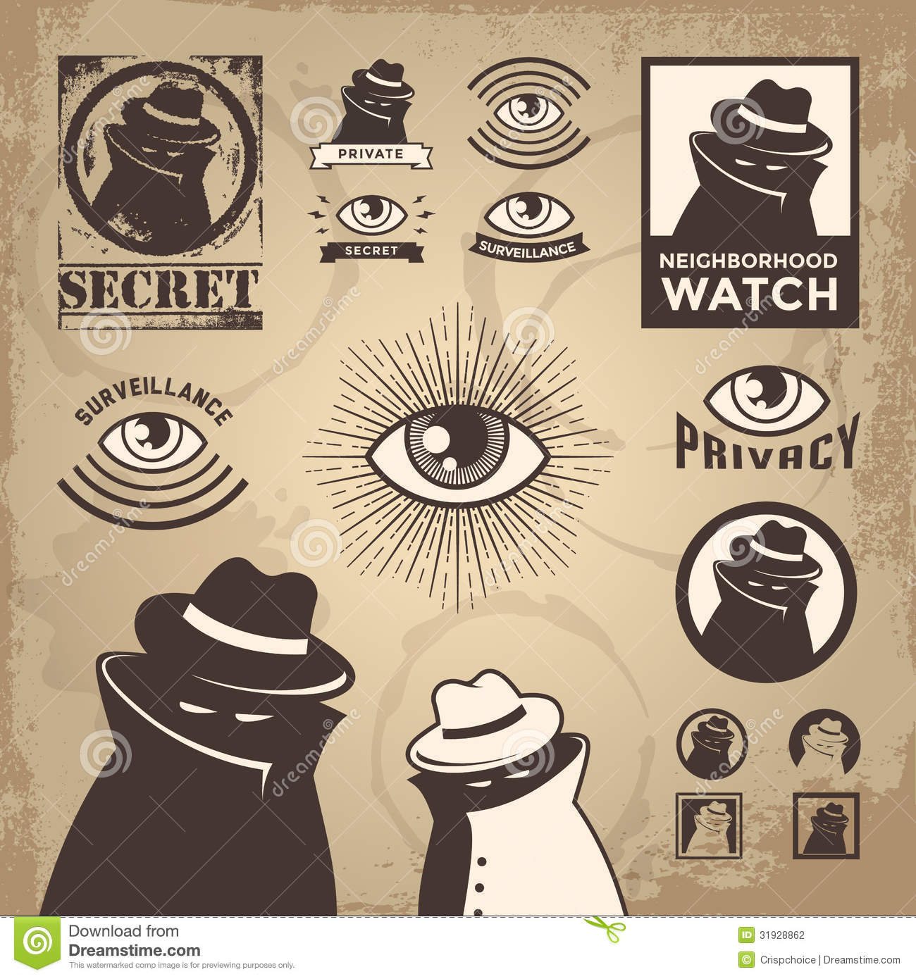 Stock Photography  Sketchy Criminal Surveillance Agent And Privacy