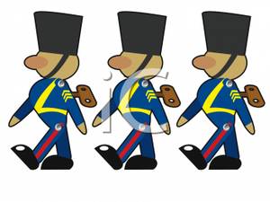 Trio Of Clockwork Soldiers   Royalty Free Clipart Picture