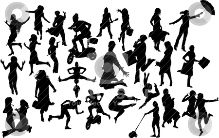 Women In Action Silhouettes  Vector Illustration Stock Vector Clipart