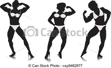 Young Women Bodybuilder Silhouettesvector Csp9462877   Search Clipart