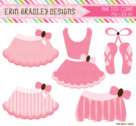 Ballerina Tutus Polka Dotted Hearts Clipart   Digital Papers