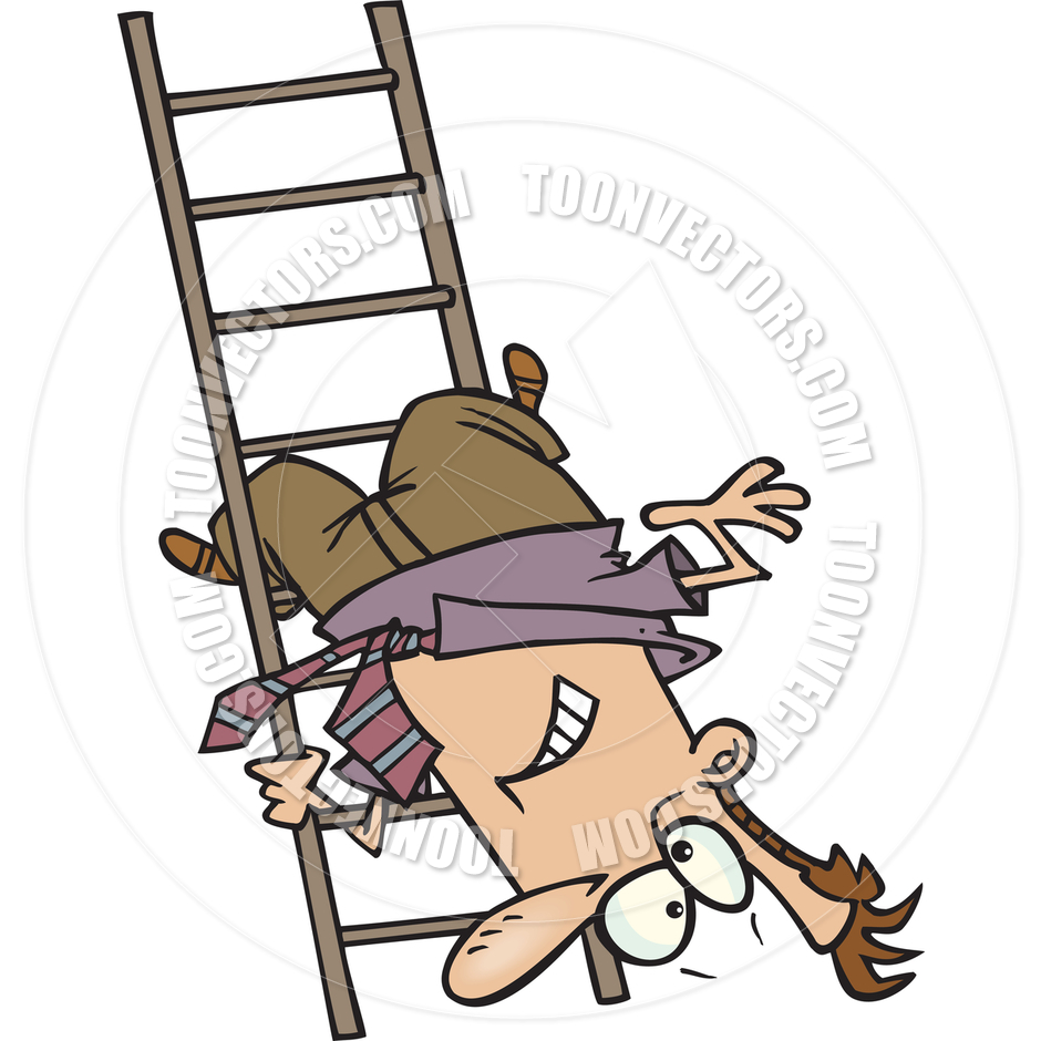 Cartoon Man Falling Down The Ladder By Ron Leishman   Toon Vectors Eps