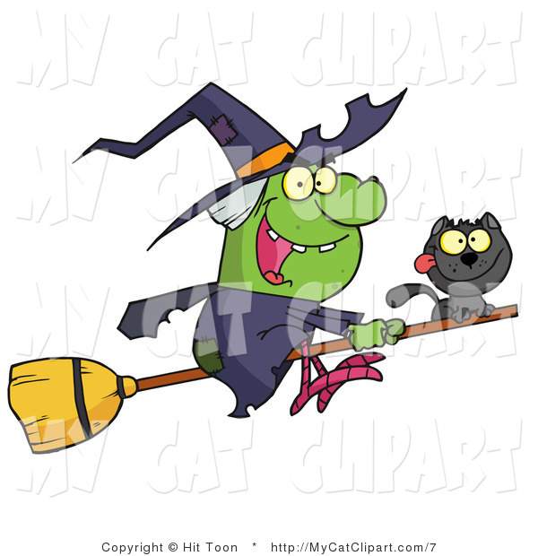 Cat Flying On A Broomstick Cat Clip Art Hit Toon