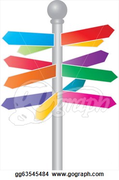 Clip Art   Direction Signs With Colorful Pointing Arrows Outline