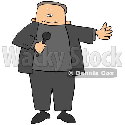 Clipart Illustration Of A Male Mc Or Tv Show Host Holding A Microphone