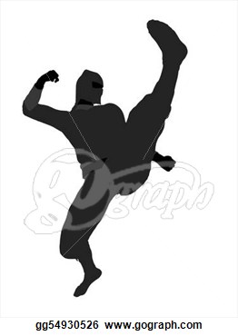 Drawings   Male Ninja Silhouette Illustration On A White Background