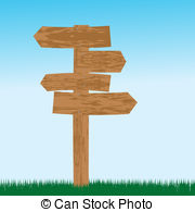 Empty Wooden Sign For Directions Stock Illustration