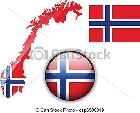 Eps Vectors Of Norway Flag Map And Glossy Button   Norway Flag Map