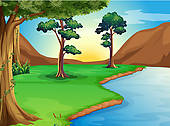 Flowing Stream Clipart A River At The Forest