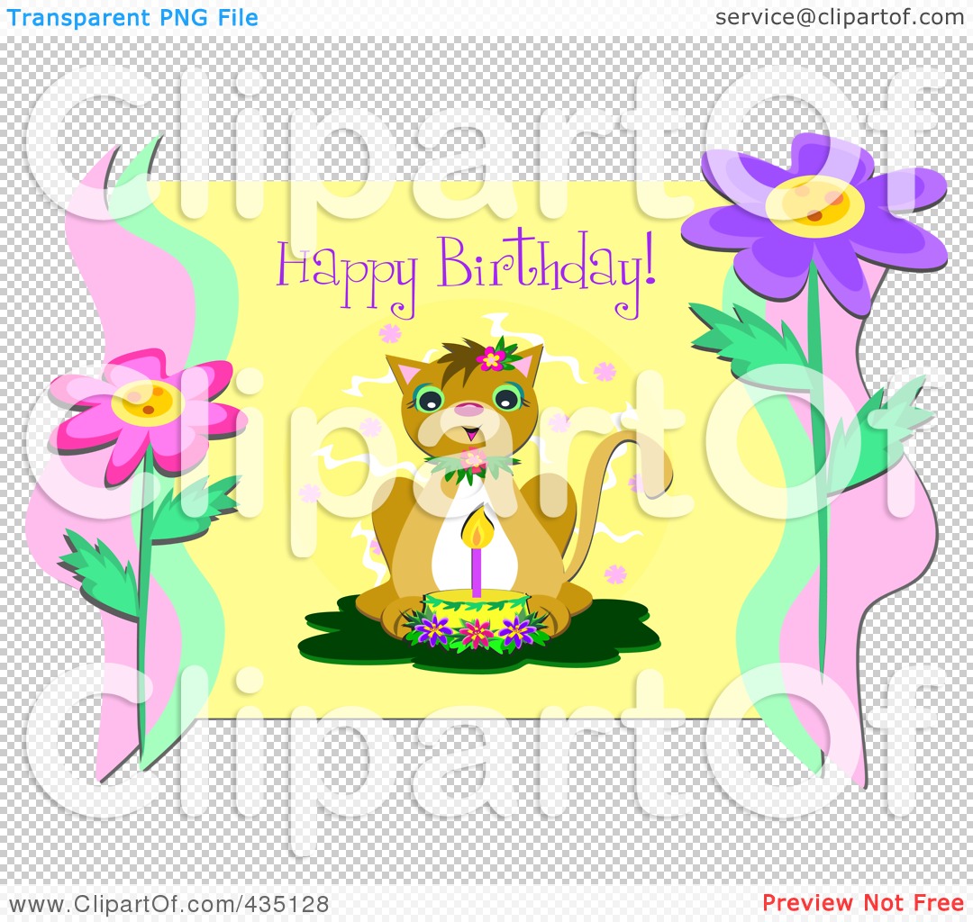 Free  Rf  Clipart Illustration Of A Happy Birthday Greeting Over A Cat