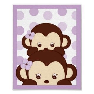 Girl Nursery Clip Art       Mod Girls Fabric Baby Girl Monkey