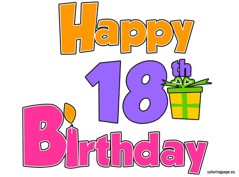 Happy 18th Birthday   Coloring Page
