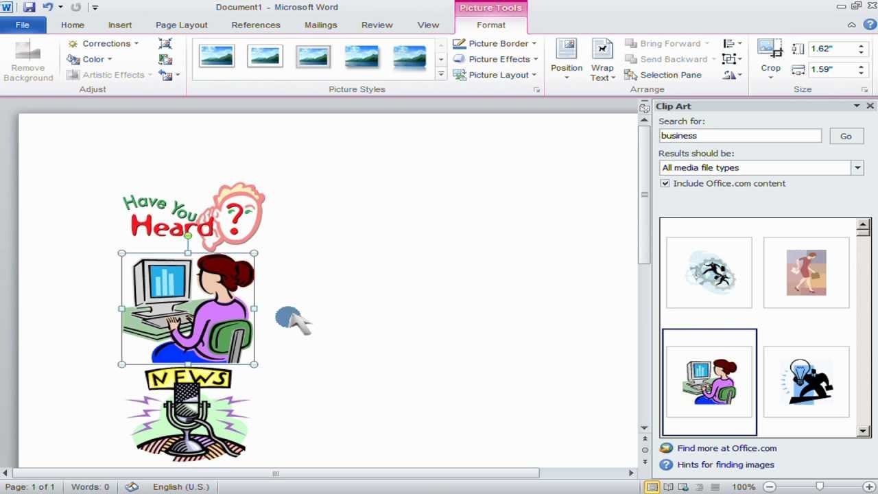 How To Insert Clipart In Microsoft Office Word 2010   Youtube