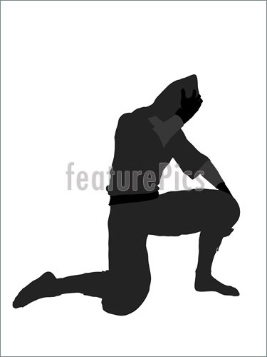 Illustration Of Male Ninja Silhouette Illustration On A White