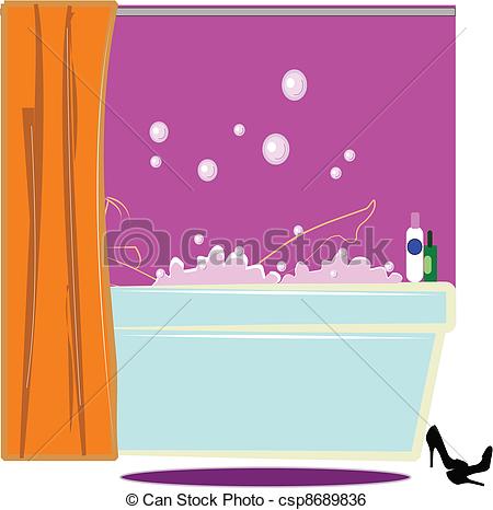 Line Art Lady In Bathtub Relaxing With    Csp8689836   Search Clipart