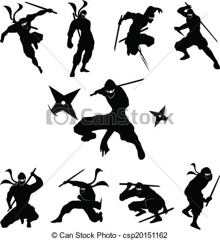 Ninja Ombre Silhouette Vecteur Silhouette Ninja
