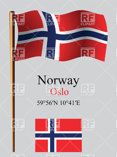 Norway Wavy Flag And Coordinates Download Royalty Free Vector Clipart    