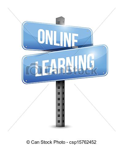 Online Learning Road Sign Illustration Design Over A White Background