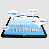 Online Learning With Tablet   Royalty Free Clip Art