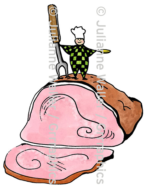 People With Food  Baked Ham Digital Printable Clipart