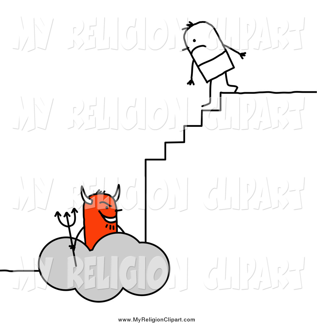 Religion Clip Art Of A Stick Man Climbing Down The Steps To Hell By Nl