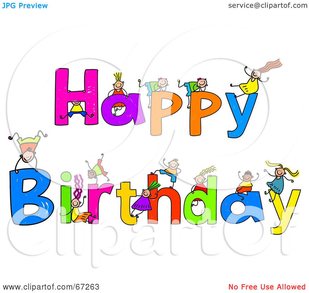Royalty Free  Rf  Clipart Illustration Of Children With Happy Birthday