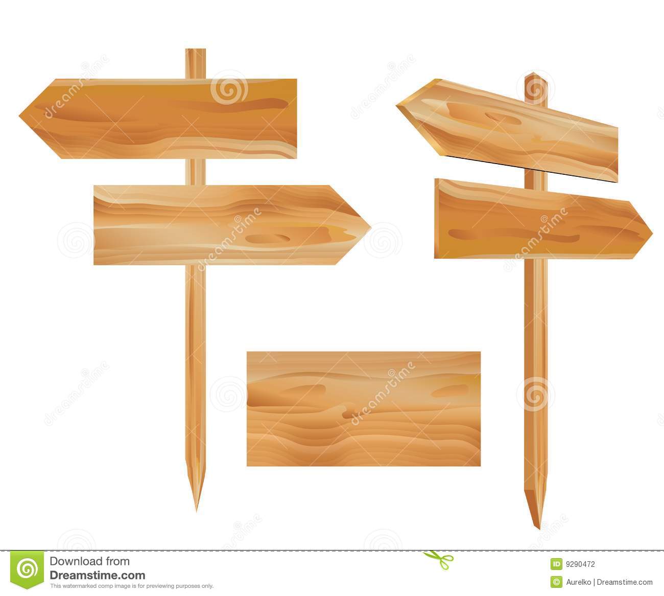 Vector Illustration Of The Wooden Direction Signs