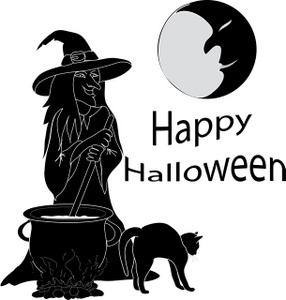 Witch Clipart Image   Wicked Witch Casting Spells With Black Cat And