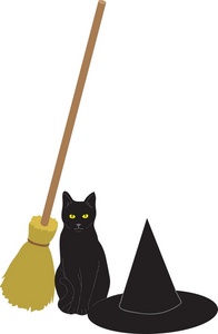 Witch Clipart Image   Wicked Witch S Black Cat Hat And Broomstick