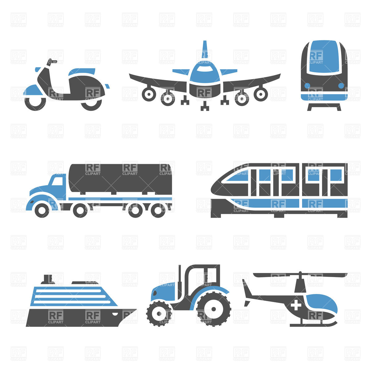 Air Land And Sea Transport Icons 17861 Download Royalty Free Vector