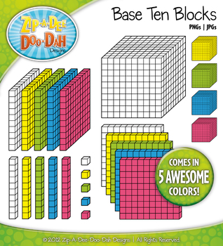 Base Ten Blocks Cube Clip Art Set 1   Over 25 Rainbow Color Graphics    
