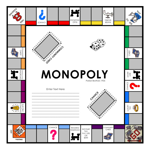 Blank Monopoly Game Board Template Clipart   Free Clip Art Images