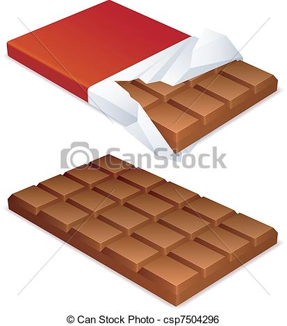 Clip Art Vector Of Chocolate Bar   Wrapped And Unwrapped Chocolate Bar