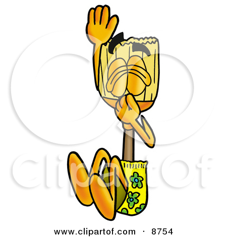 Clipart Picture Of A Broom Mascot Cartoon Character Plugging His Nose