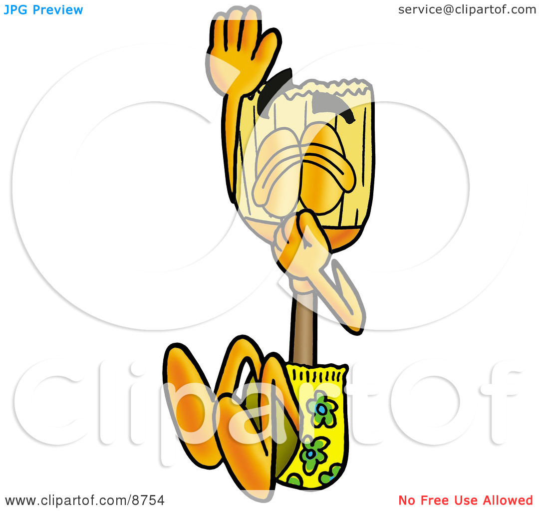 Clipart Picture Of A Broom Mascot Cartoon Character Plugging His Nose    