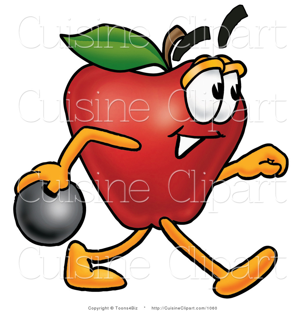 Cuisine Clipart Of An Athletic Red Apple Character Mascot Holding A    