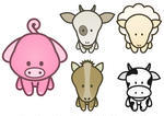 Editing Cartoon Farm Animals Paper Sticker Set Cartoon Farm Animals