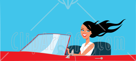Free Rf Clipart Illustration Of A Pretty Black Haired Woman Driving