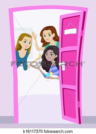 Illustration Of A Group Of Teenage Girls Having A Welcome Party