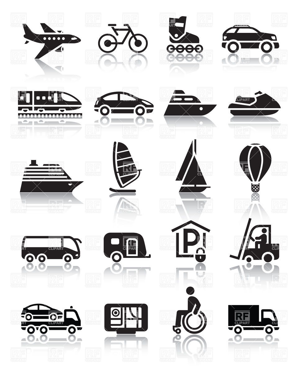 Land Aerial And Water Transportation Icons 18069 Transportation