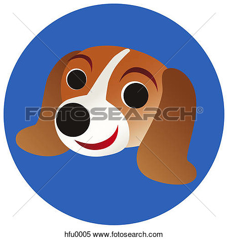 Of A Beagle On A Blue Circular Background Hfu0005   Search Clipart